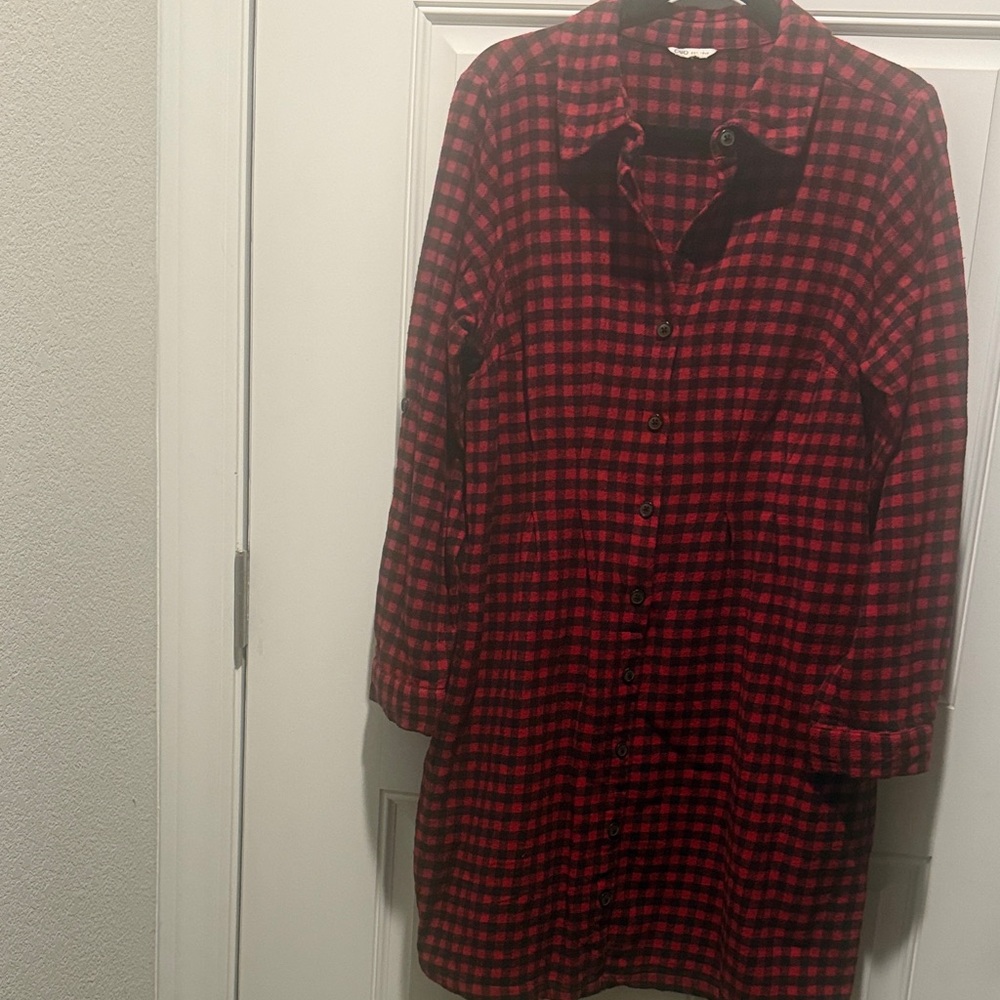Cato Red and Black Plaid Women's Button-Up Coat